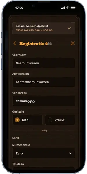 Gonzos Quest Voer je persoonlijke gegevens in